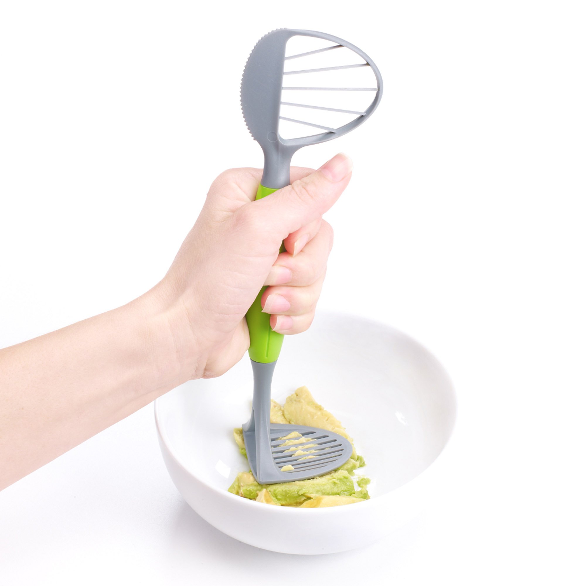 Avocado Tool - 5-in-1 Opener Knife, Pitter, Slicer, Scoop and Masher, Best Kitchen Utensil for Avocados; Dishwasher Safe Guacamole Maker Splits, Pits & Slices; Green, BPA Free (3 Piece) by Jokari - Image 5