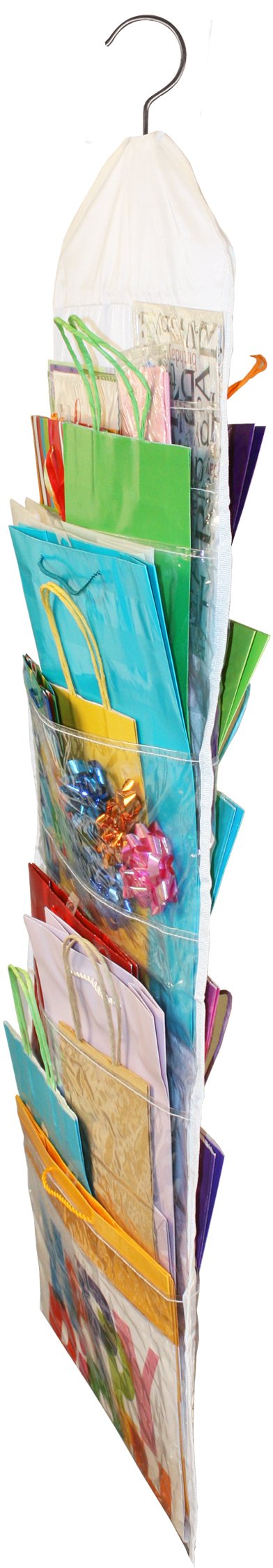 Gift Bag Organizer - Storage for Gift Bags, Bows, Ribbon and More - Organize Your Closet with this Hanging Bag & Box to Have Organization with Clear Pockets by Jokari - Image 3