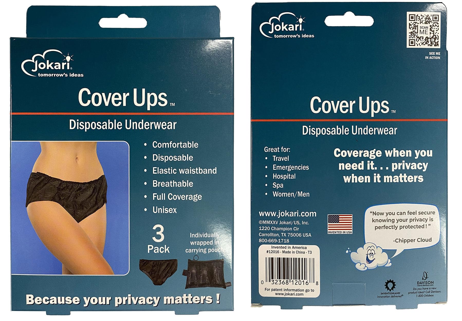 Jokari 6-Pack Disposable Unisex Underwear for Men and Women. Individually Wrapped, Breathable, Full-Coverage, Elastic Fit Undies for Travel, Emergencies or Medical Use. Includes Zippered Carrying Case - Image 7