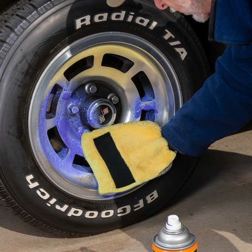 Jokari Extra Large Microfiber Auto Tire Scrubbing Mitt with Detachable Plastic Spray Shield to Protect Wheel Rims for a Perfect DIY Car Cleaning and Detailing Job. One Size Fits All Scrub Glove - Image 4