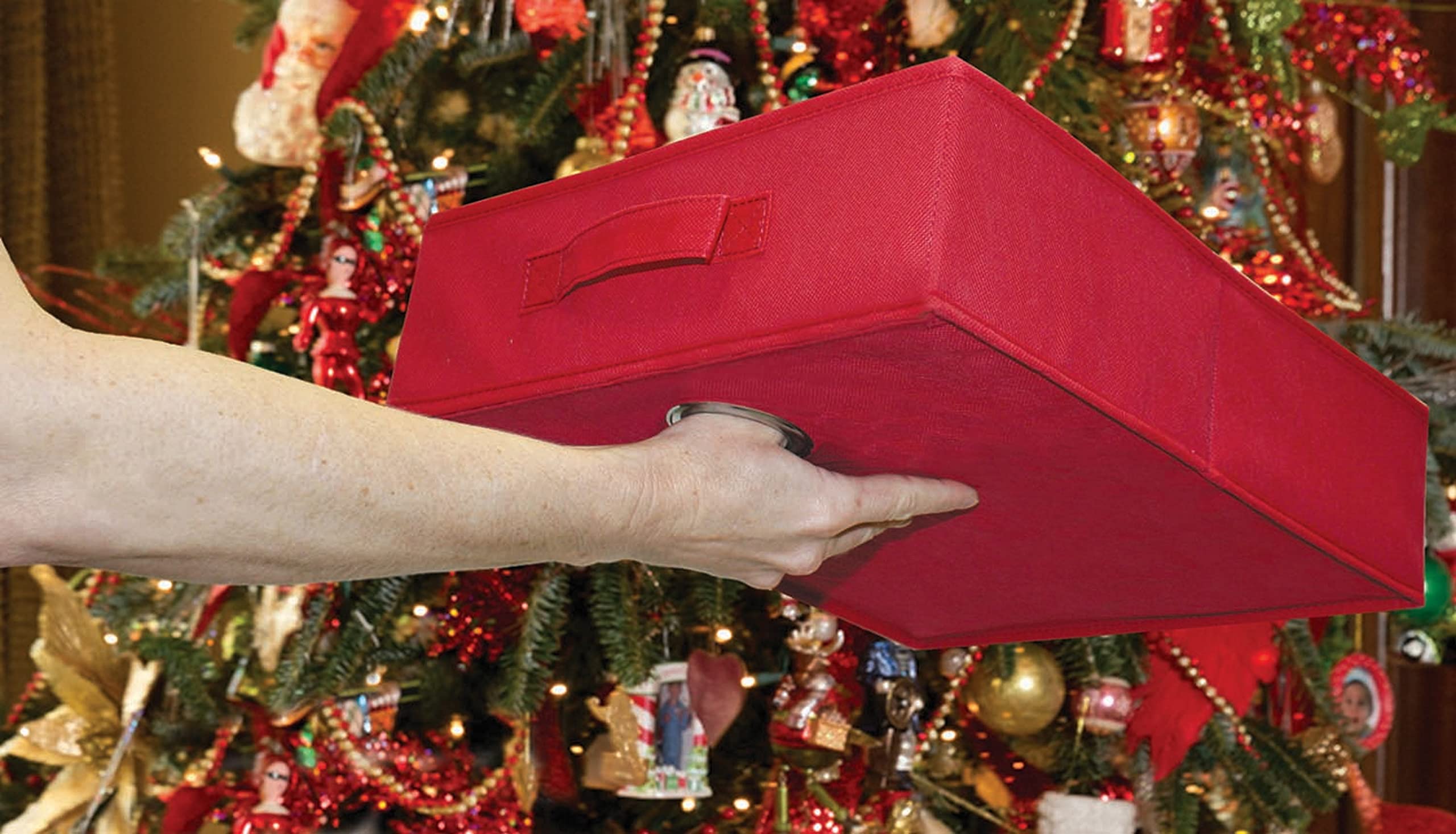 Jokari Holiday Ornament Storage Container and Closet Organizer. Safely and Securely Store Over 50 Ornaments. Decorative Toile Holder for Fragile Indoor or Outdoor Christmas-Tree Decorations (1) - Image 3