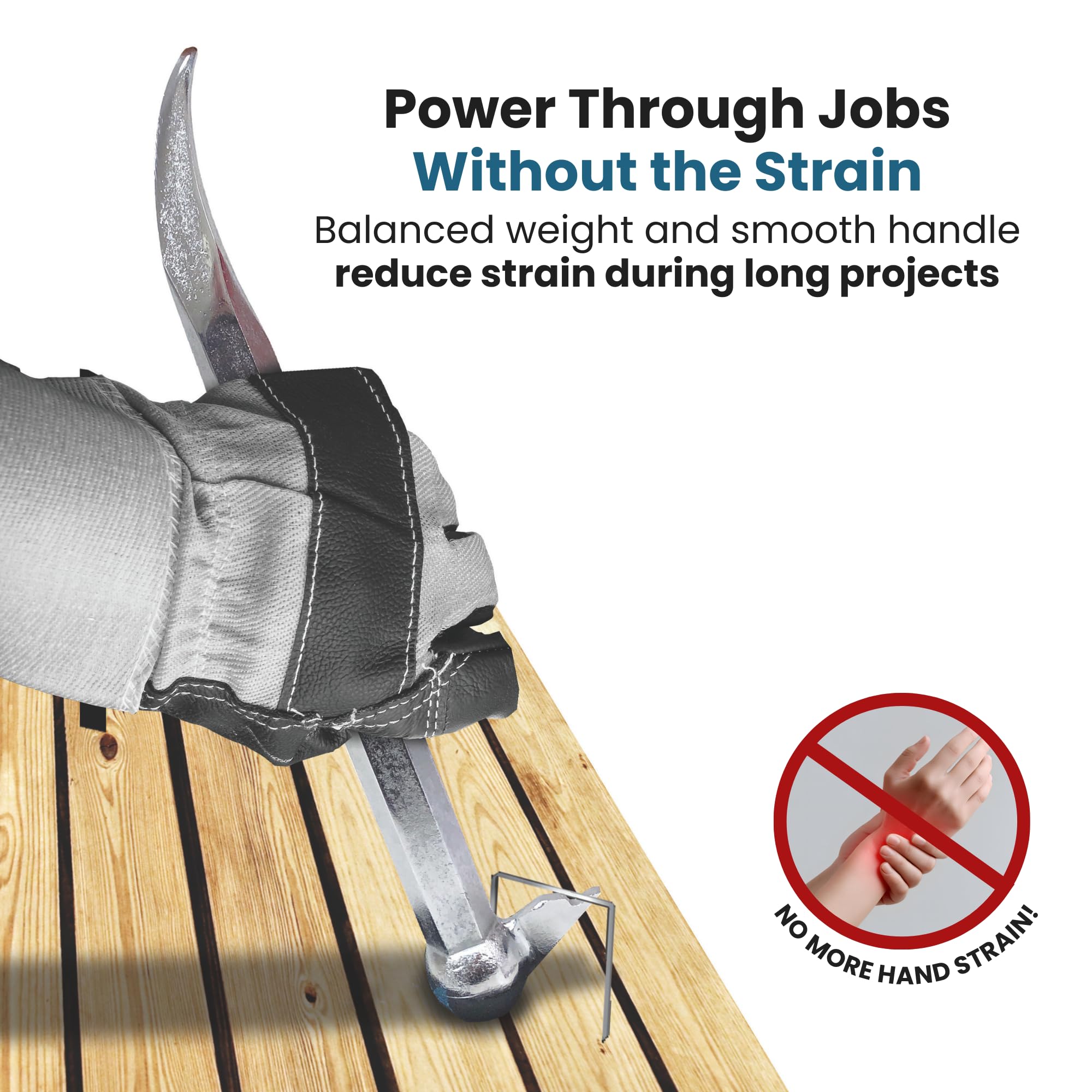 Jokari Industrial Strength 14-Inch Staple Remover Tool, Heavy-Duty Staple Puller and Hammer Bar for Carpentry, Upholstery, Flooring and Carpet Removal, Removes Air Gun Staples Cleanly Without Damage - Image 5