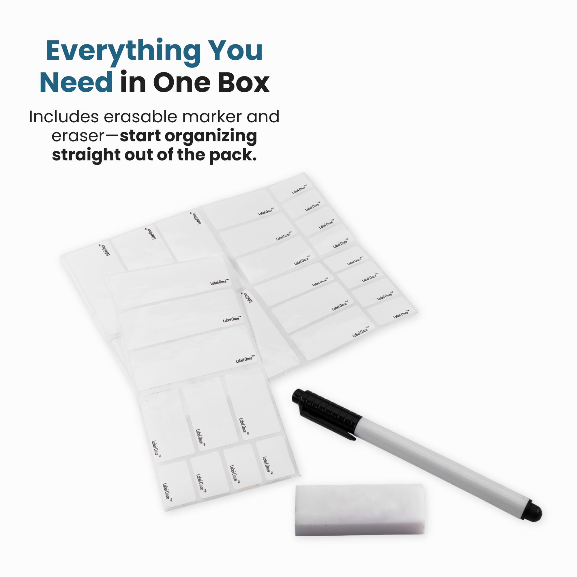 Jokari Label Once Erasable Food Labels with Marker and Eraser Reusable Removable Adhesive Labels for Kitchen Storage Freezer Dishwasher and Microwave Safe 70 Pack - Image 7