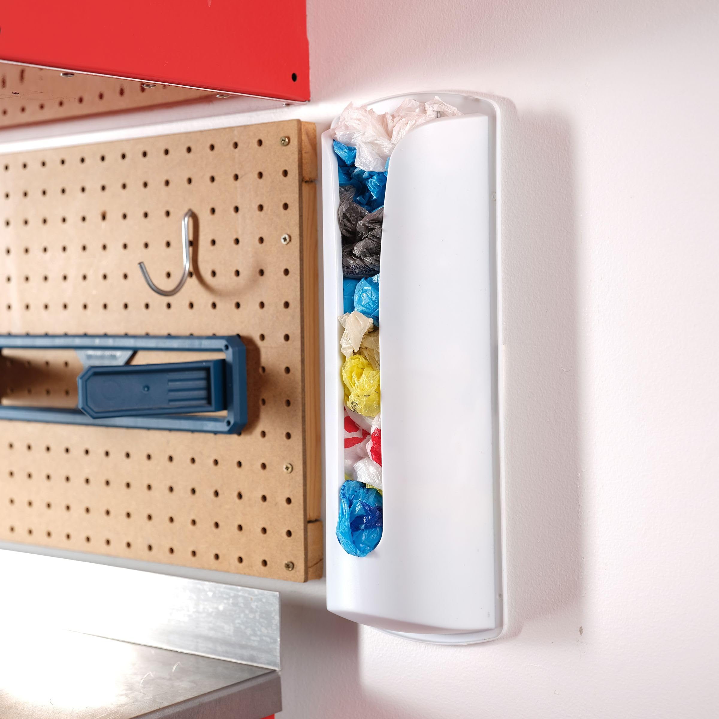 Jokari Multi-Purpose Plastic Shopping Bag Holder. Store and Reuse Bags as Trash Can Liners, Lunch Bags and More. Space-Saving, Eco Conscious Wall Mount or Cabinet Door Attachment Storage Solution - Image 3