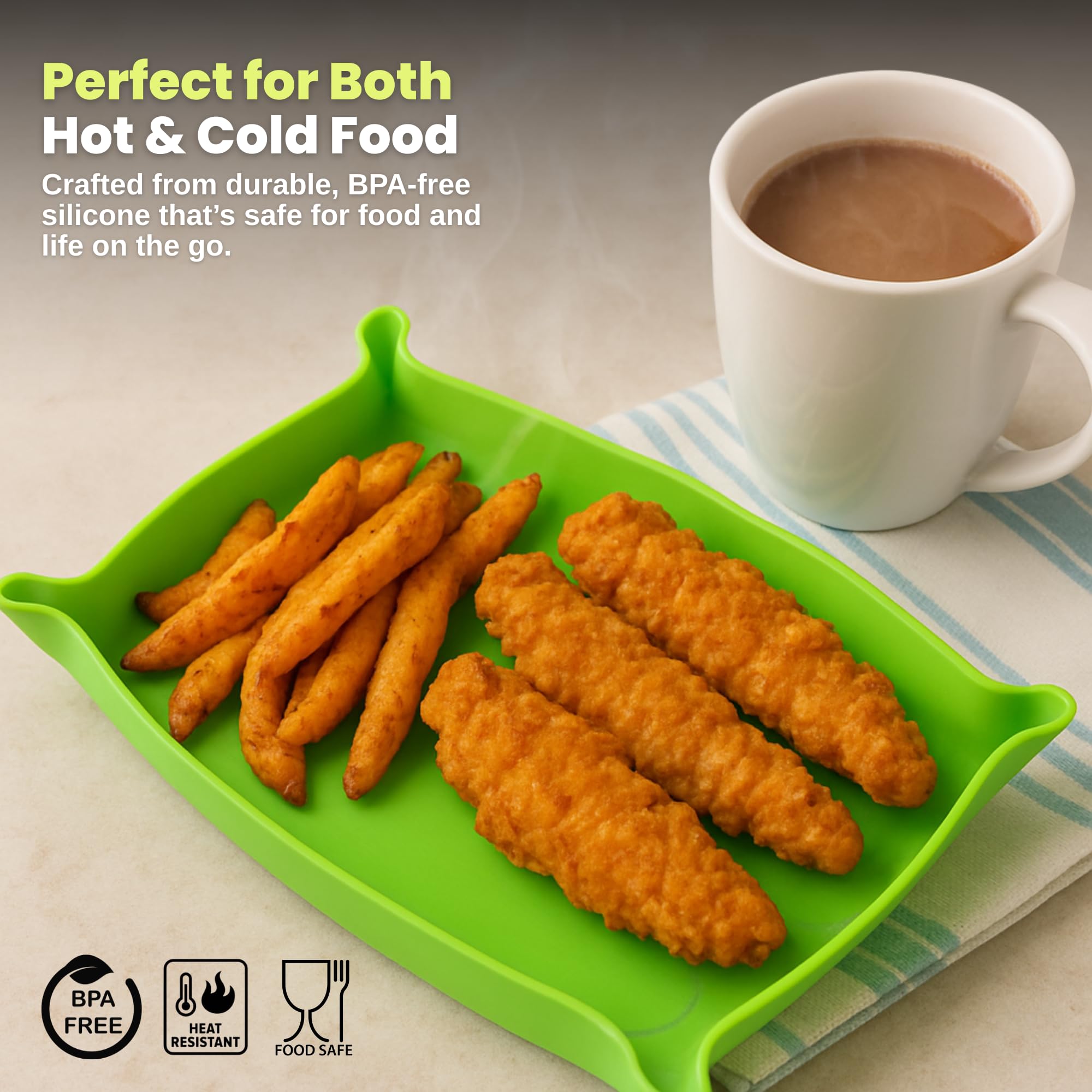 Jokari Portable Silicone Snack Holder – Foldable, Spillproof Food Surface for Kids & Adults, BPA-Free, Dishwasher Safe, Ideal for Car Rides, Camping, Flights & More - Image 6