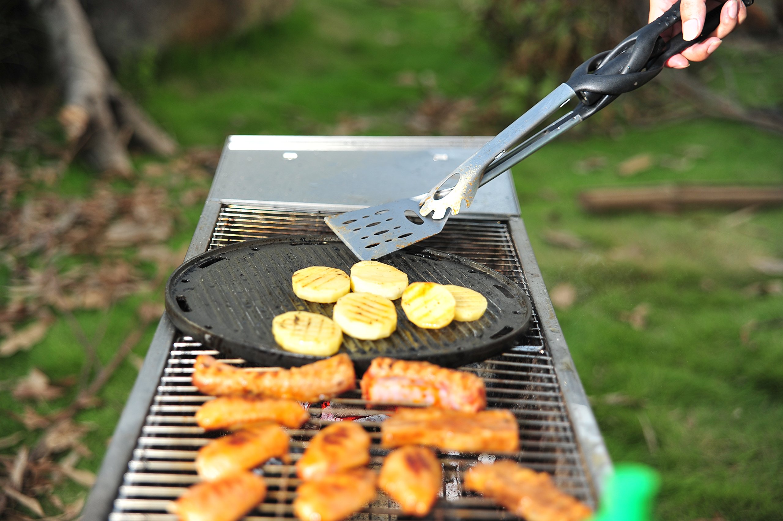 Jokari Pro Grade 6 in 1 Lighted Grill Set. All In One Industrial Strength Tool Includes Easy Grip Handle, Spatula, Adjustable Tongs, Knife Blade, Scraper, LED Flashlight, BBQ Skewers and Bottle Opener - Image 5