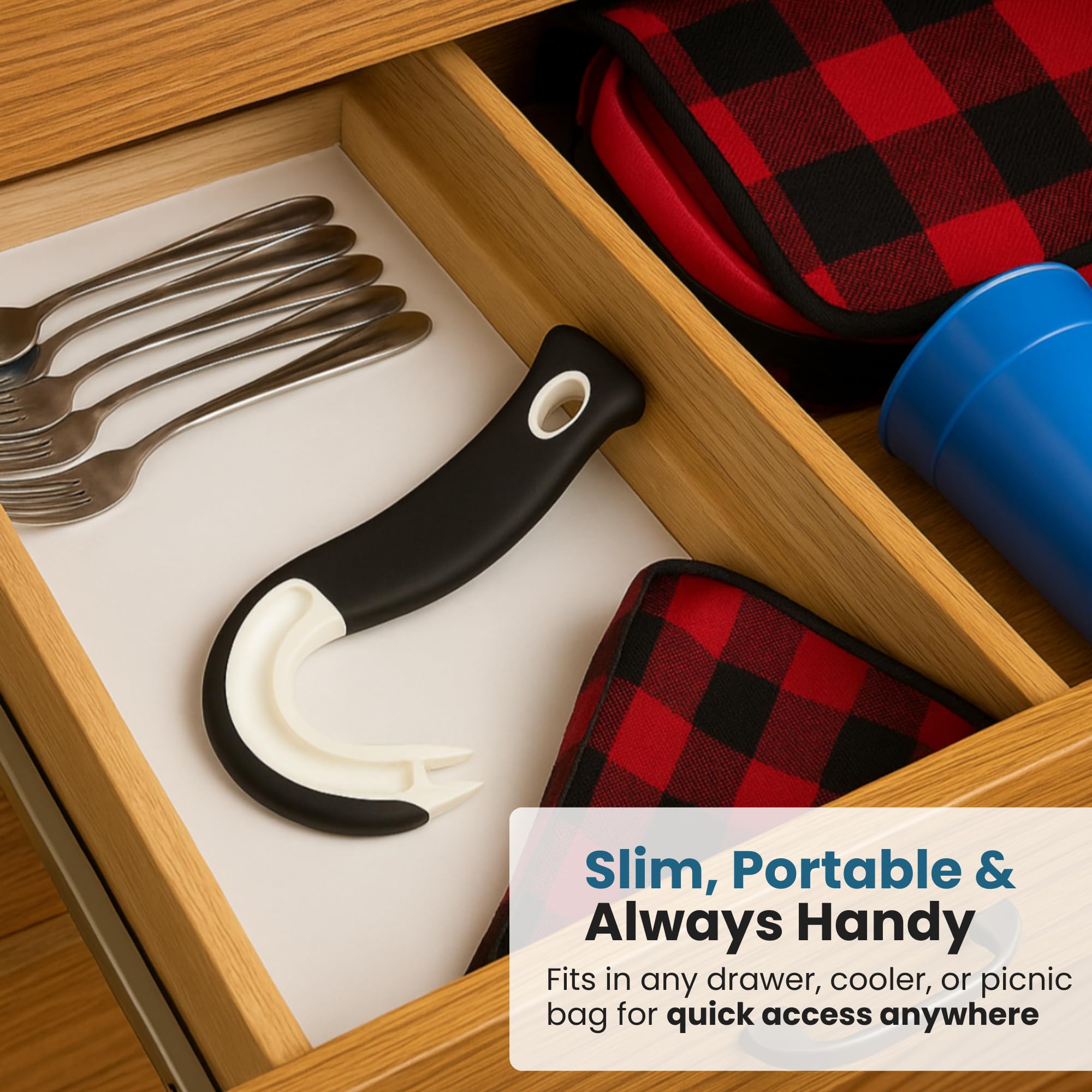 Jokari Ring Pull Can Opener for Soda and Food Cans Arthritis Aid with Non Slip Grip for Seniors Kids and Nail Protection Manual Pull Tab Tool for Easy Open Cans Black Dishwasher Safe - Image 6