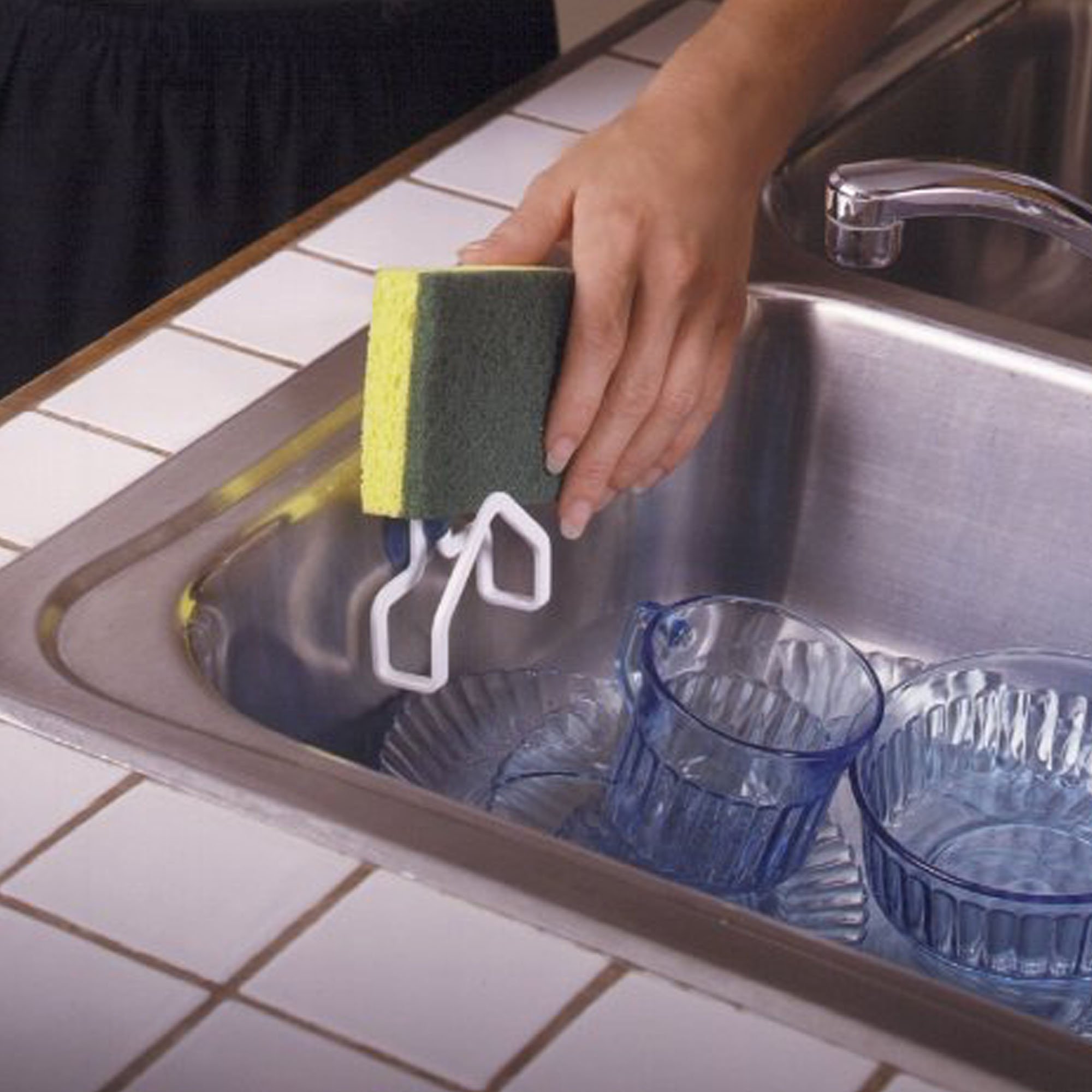 Jokari Suction Cup Kitchen Sponge Caddy 4 Pack. Stick to Any Type of Stainless Steel or Ceramic Sink to Keep Scrubbers Elevated and Counters Clutter Free. Dries Sponges Quickly - Image 4