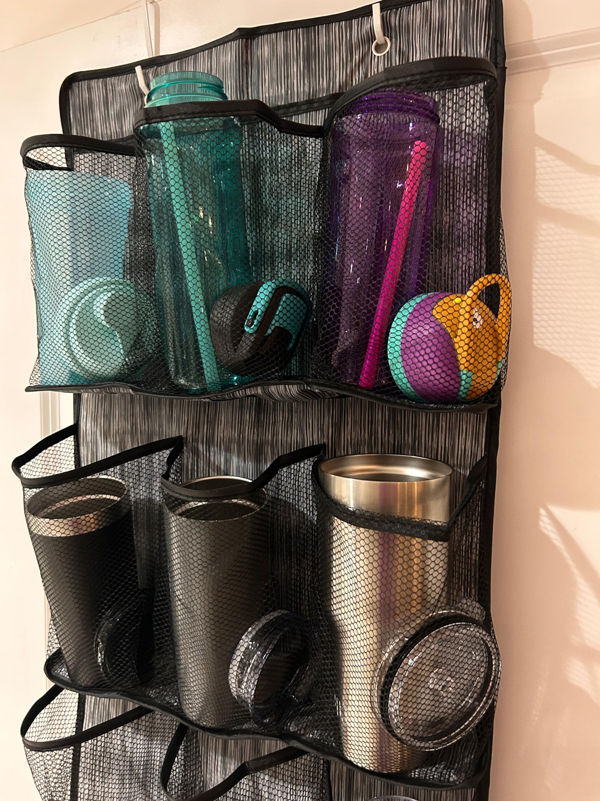 Jokari Tumbler and Bottle Storage Organizer Door Rack Holds Large Water and Drinking Containers with a Unique Over the Door Shelf System to Prevent Banging and Keep Cupboards and Cabinets Tidy - Image 6