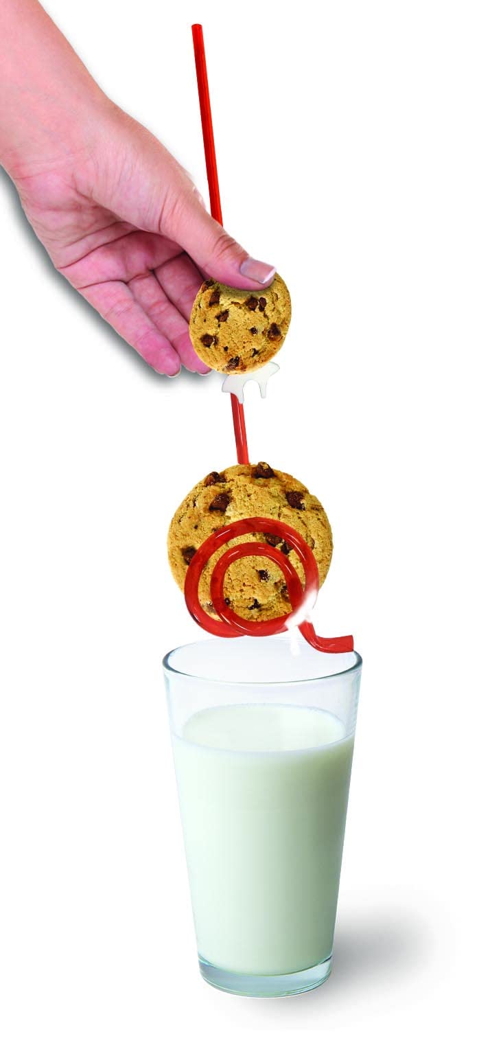 Jokari Washable Cookie Dunking Crazy Straw 4 Pack. Dunk Sandwich, Chocolate Chip or Other Cookie in a Glass or Mug of Milk, Keep Fingers Dry. Straw Rests on Cup Rim, Holds Cookie for Hand Free Dipping - Image 3