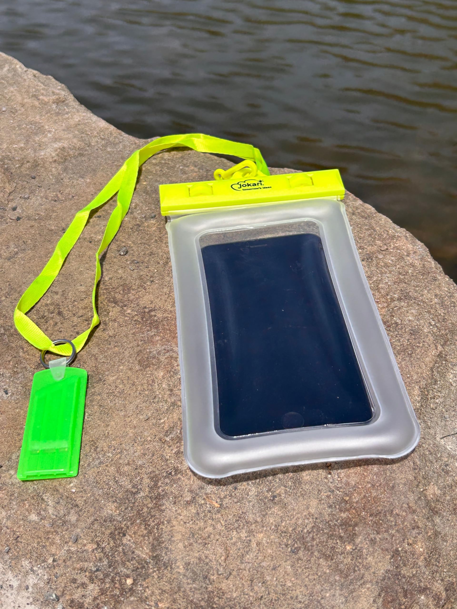 Jokari Waterproof Floating Phone Case with Neck Strap and Emergency Whistle. Use Touchscreen and Bluetooth in Pouch, Keep Your Phone Dry and Stay Safe on Boating Adventures (1) Clear - Image 4
