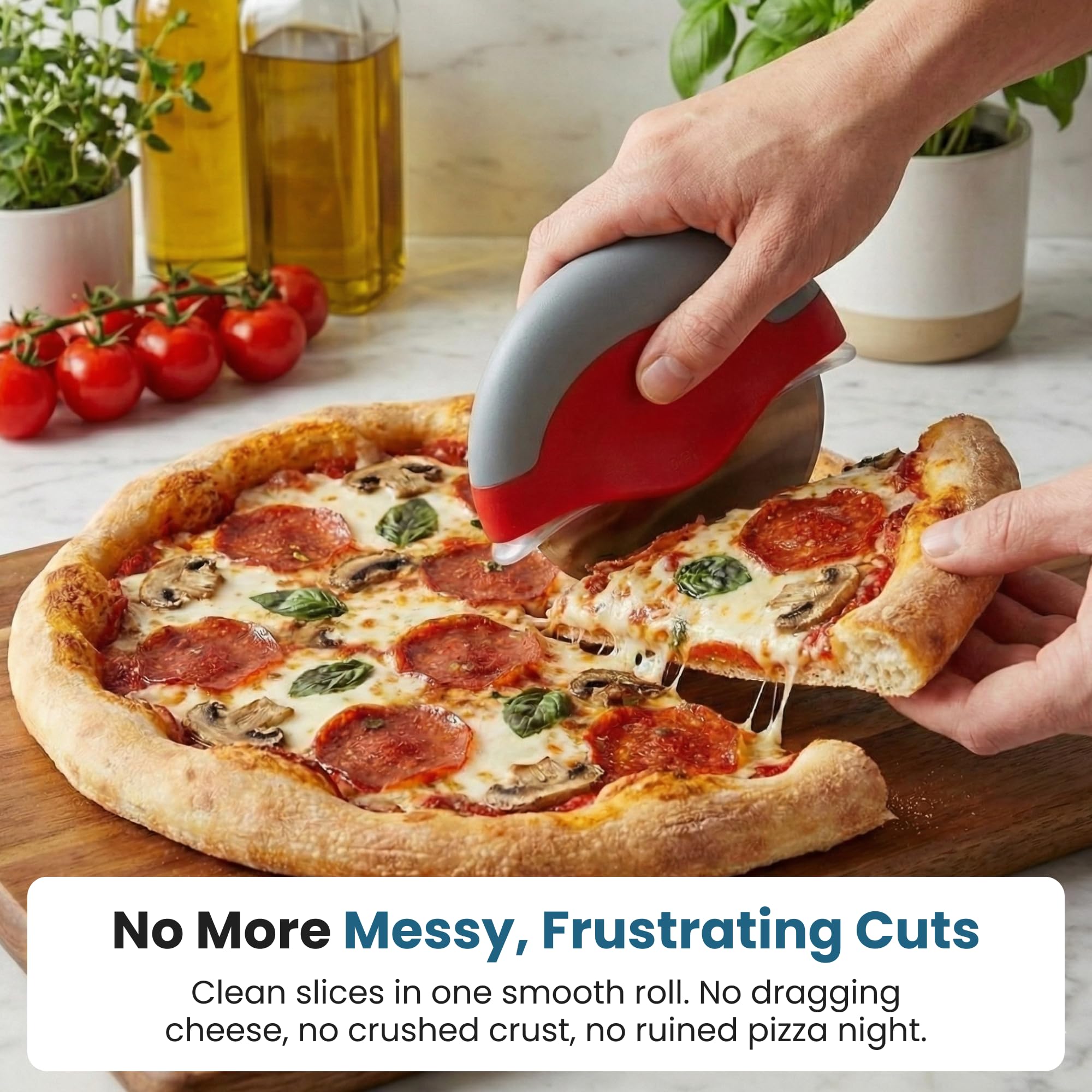 Pizza Cutter, Unique Wheel Design Comes Apart for Easy Cleaning, Super Sharp Stainless Steel Blade with Protective Guard, Best Grip to Cut Your Favorite Pizzas, by Jokari Gourmet - Image 3